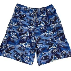 Peter Millar Boys Atlantic Blue Monaco Madness Swim Trunks in size XL (12-14)
